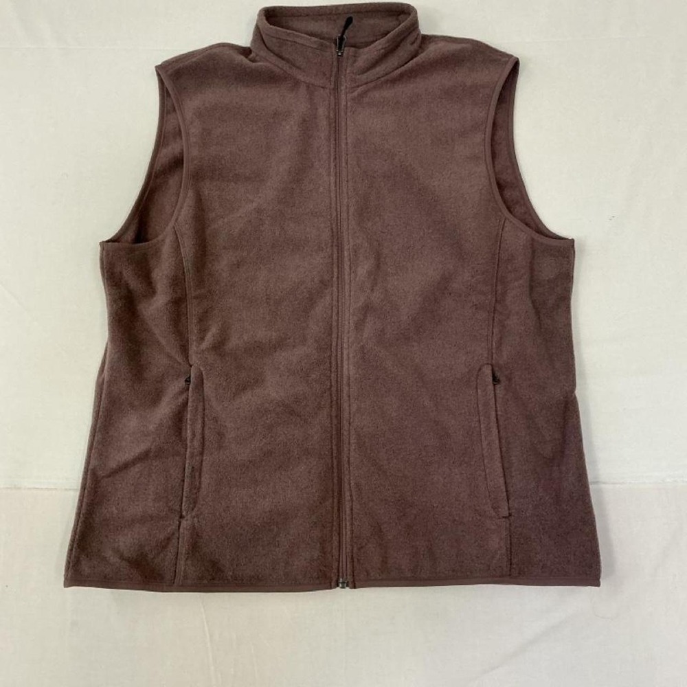 Brown fleece zip-up vest in size Large.